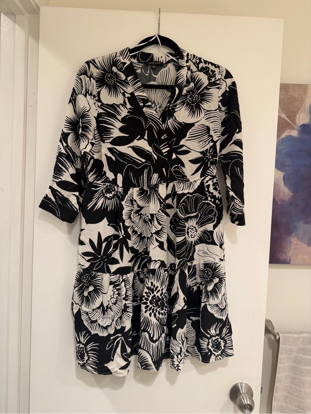Rachel Zoe Black and White Floral Midi Dress